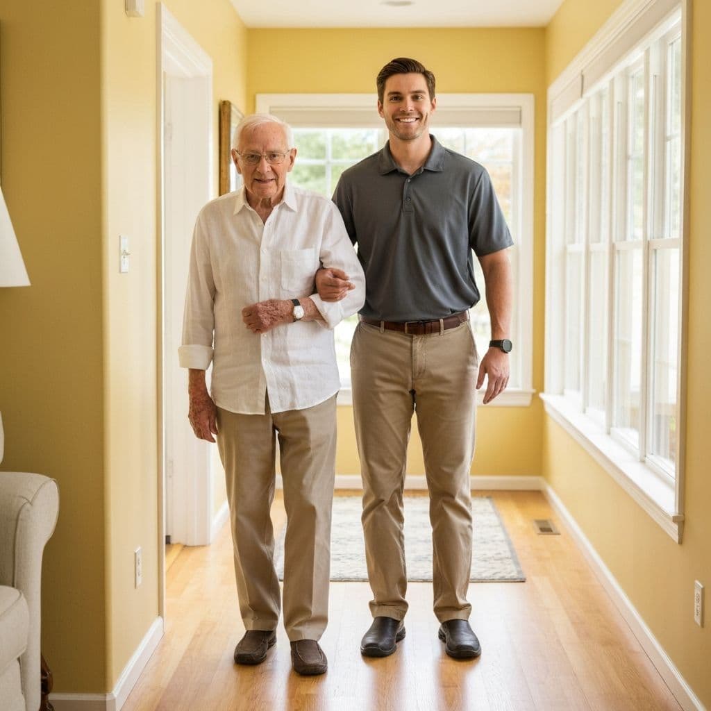 Caregiver supporting post-surgical recovery